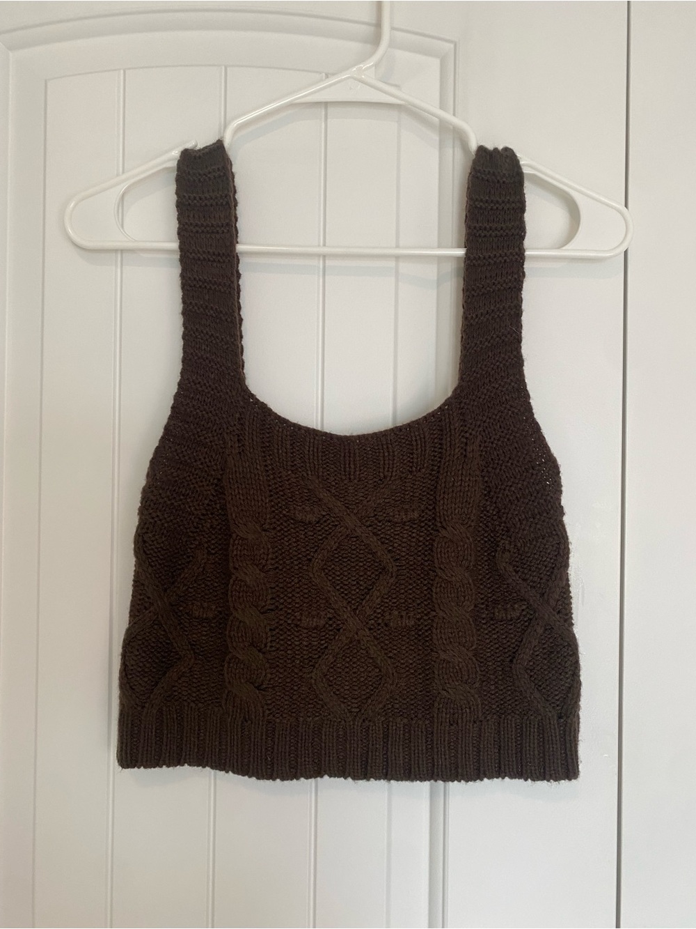 Kendall & Kylie Chocolate Brown Cable Knit Crop Top